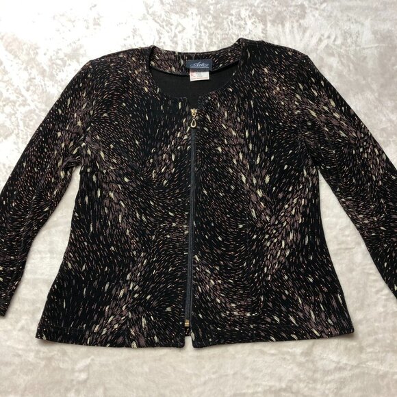 Vintage Artex Collection Black/Bronze Zip Up Women's Top Size Med - Picture 3 of 12